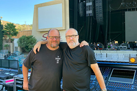 Incubus systems engineer John Kerns (left) and FOH engineer Greg Nelson