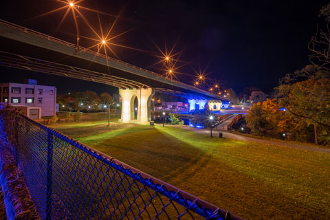 Jamestown New York’s Riverwalk Illumination Project officially opened in November