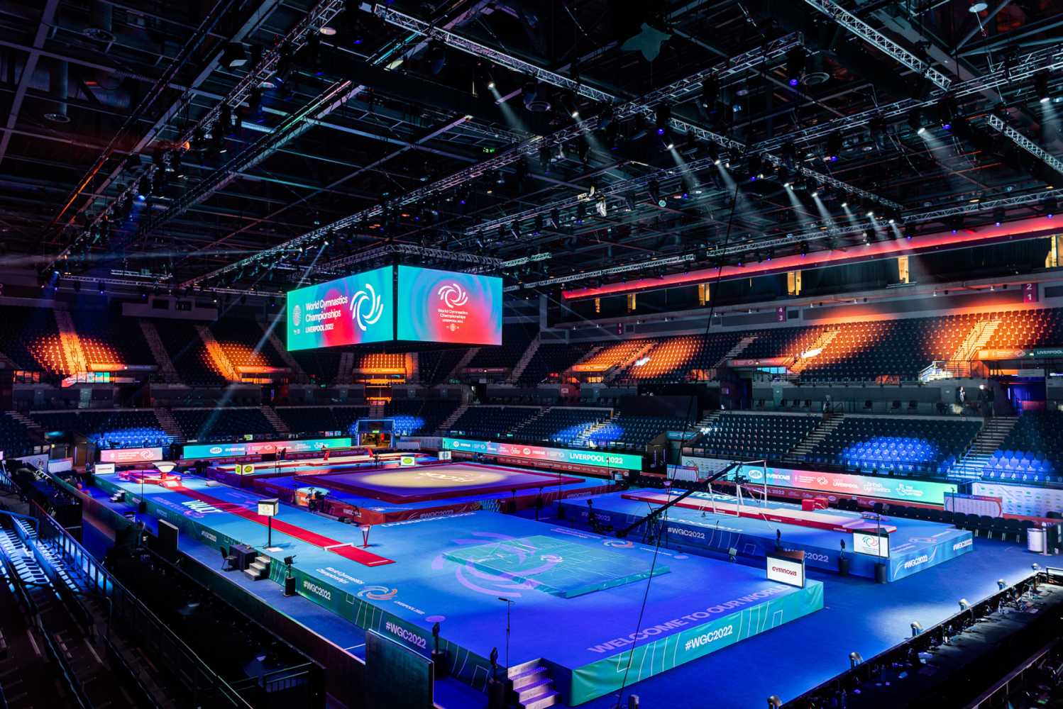 Martin MAC Ultras installed at the 2022 World Gymnastics Championships (photo: Steve Sroka, Adlib)