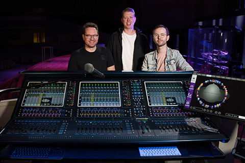 FBCW technical director Joel Hilsden, lead production director Josh Belokonky and audio associate Nick McClure at the church's DiGiCo Quantum338