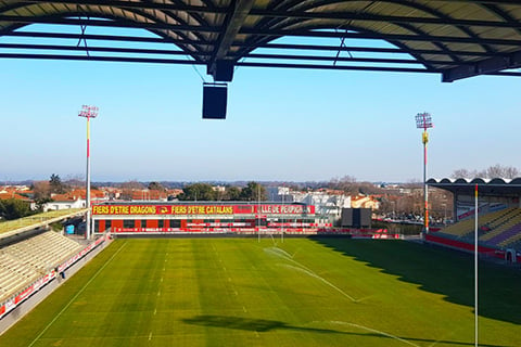 The system at Stade Gilbert Brutus was designed by Nexo’s Engineering Support team