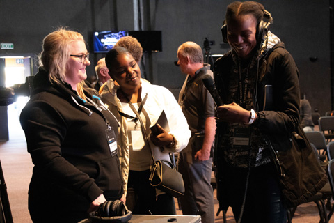 Ashley Coleman with attendees at the Sennheiser workshop in Cape Town