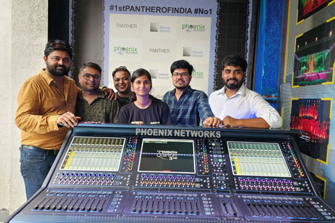 Animesh Mishra (left) and Team Phoenix Networks with their newly- acquired DiGiCo Quantum 338