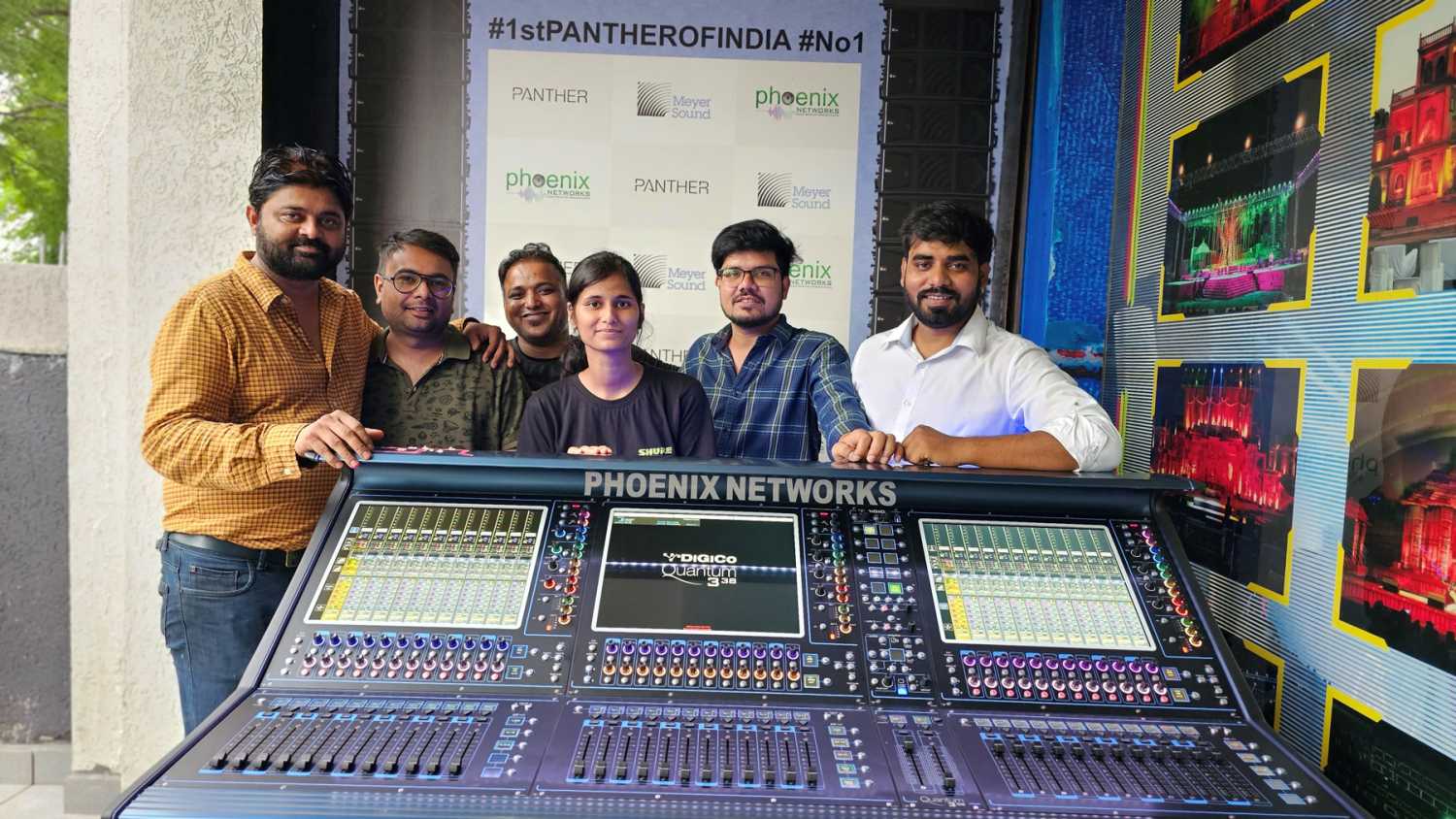 Animesh Mishra (left) and Team Phoenix Networks with their newly- acquired DiGiCo Quantum 338